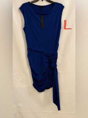 Symphony Cobalt Blue Sleeveless Midi Dress with Side Knot